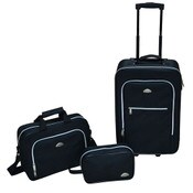 Wholesale - 3pc BLACK NAVIGATOR LUGGAGE SET C/P 3, UPC: 604535152014
